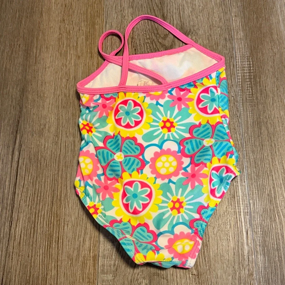 Girls' Ocean Pacific Floral One-Piece Swimsuit - Pink & Turquoise